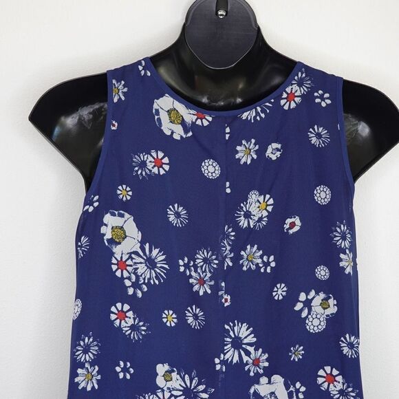 Jason Wu For Target Navy with White Florals Chiffon Sleeveless Dress Size Large - Picture 5 of 15